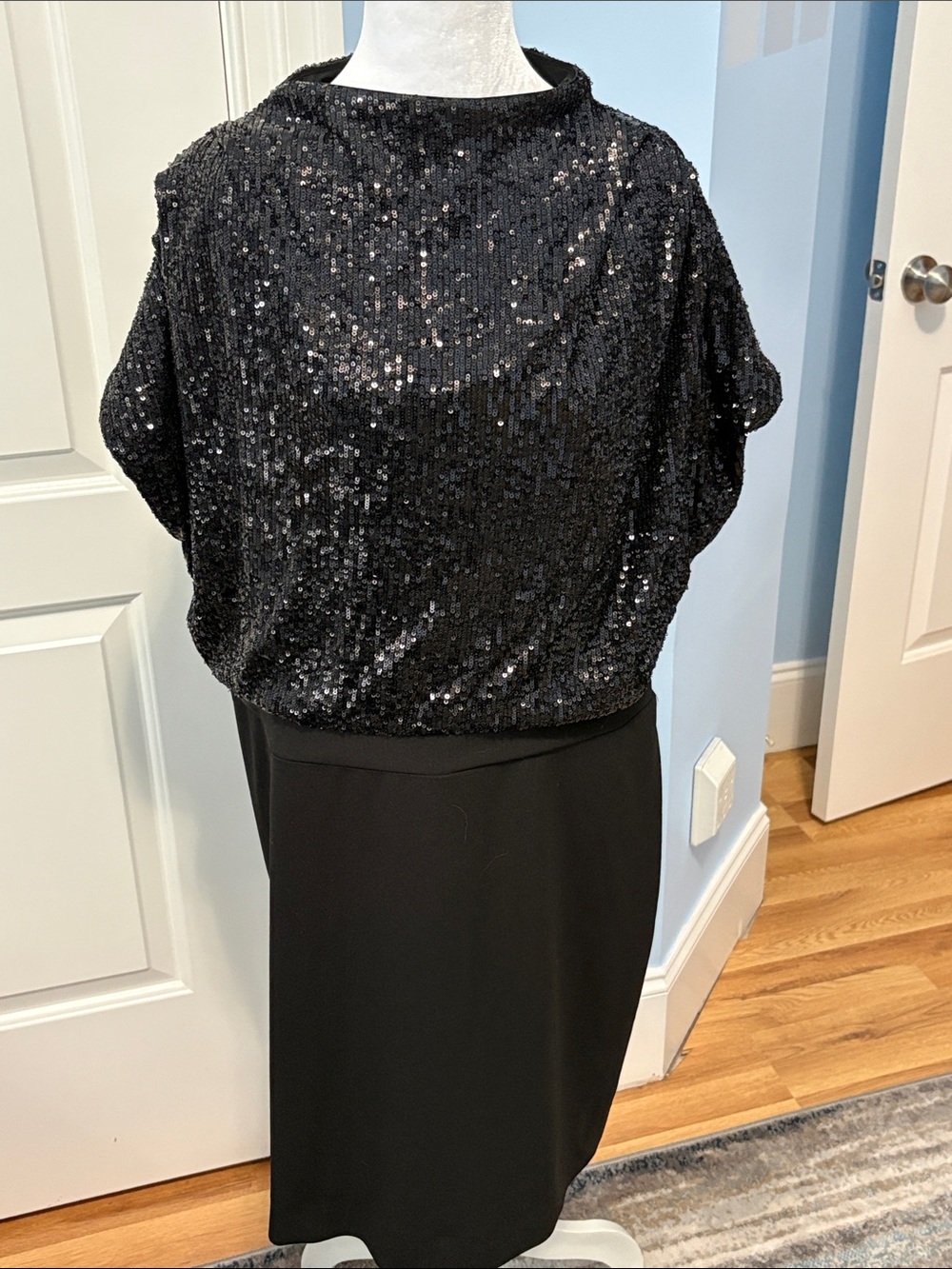 Express Black Sequin Midi Dress